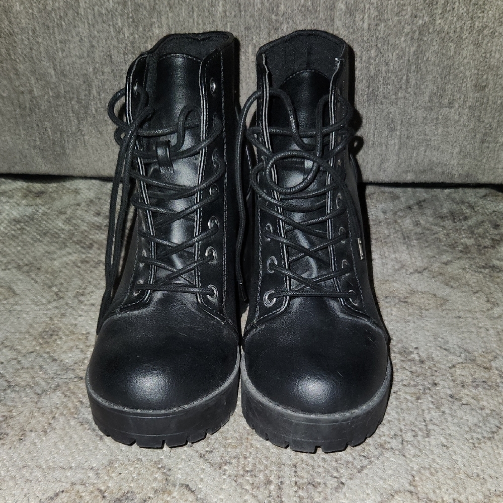 H&M Black Lace-Up Platform Ankle Boots